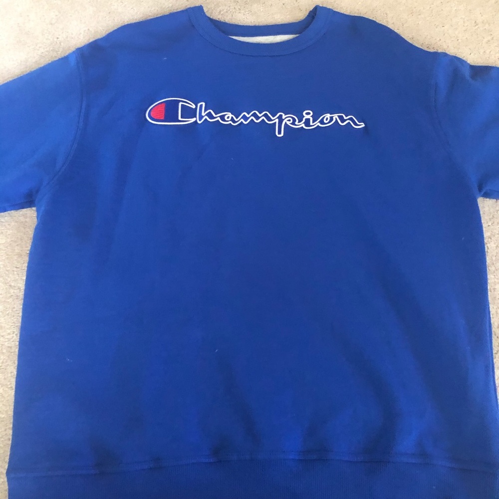 Blue large champion crewneck